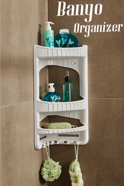 Şahane Pazar Bathroom Corner Hanging Layered Luxury Shampoo Holder Fma04861