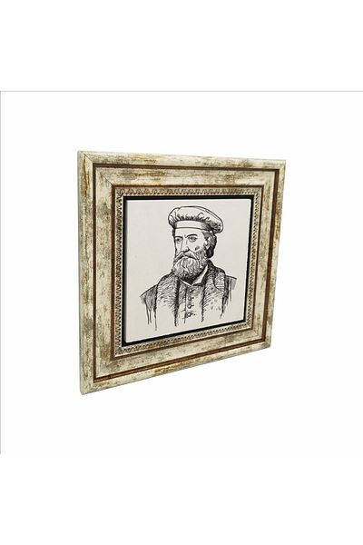 BAKSEPETE Marco Polo Printed Italian Explorer Natural Stone Painting - 25Cmx25Cmkrg-062