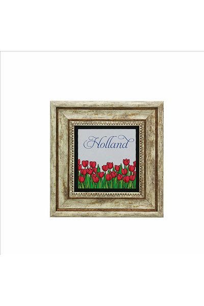 BAKSEPETE Netherlands Tulip Printed Natural Stone Painting 20Cmx20Cm Krg-024