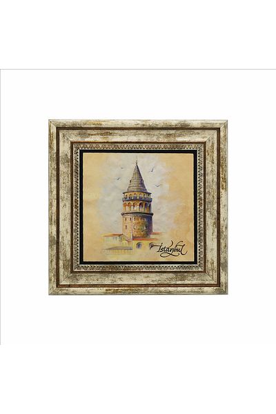 Sadrazam Turnul Galata Imprimat Tablou din piatra naturala 25cmx25cm Krt-021