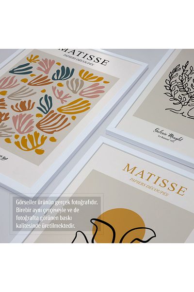HOMEPACK Σετ 3 τεμαχίων Matisse με αφηρημένο μοντέρνο καλλιτεχνικό πίνακα με λευκό πλαστικοποιημένο πλαίσιο Hpn114