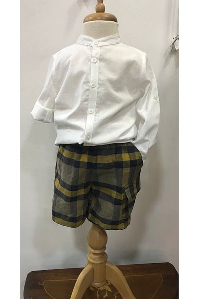 Çikoby Baby Boy Linen Checkered Shorts Set