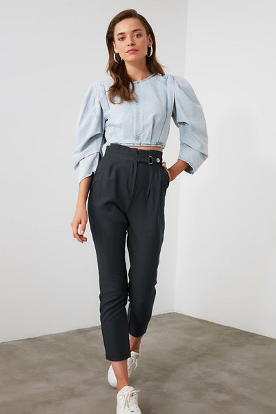 Trendyol Collection Pants - Navy blue - Carrot pants