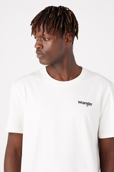 WRANGLER Regular Fit Normal Cut 100% Cotton Crew Neck White T-Shirt