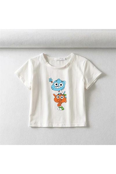 Touz Gumball Printed White Crop - Zolid Wear