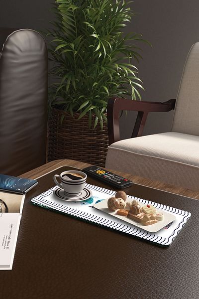 Decovetro Set of 2 Glass Coffee Tableware Presentation Table - Marine Cute Fish
