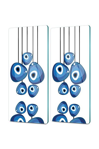 Decovetro Set of 2 Glass Coffee Tableware Presentation Table - Evil Eye Bead Patterned