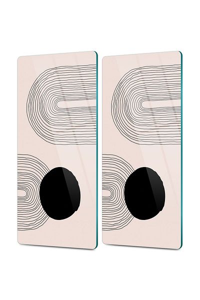 Decovetro Retro Set of 2 Glass Coffee Tableware Presentation Table - Mixed Line Pattern