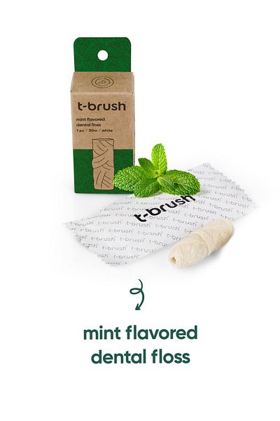 TBRUSH Mint Flavored Natural Dental Floss - 30m (1 Piece, Refill) - Plastic Free