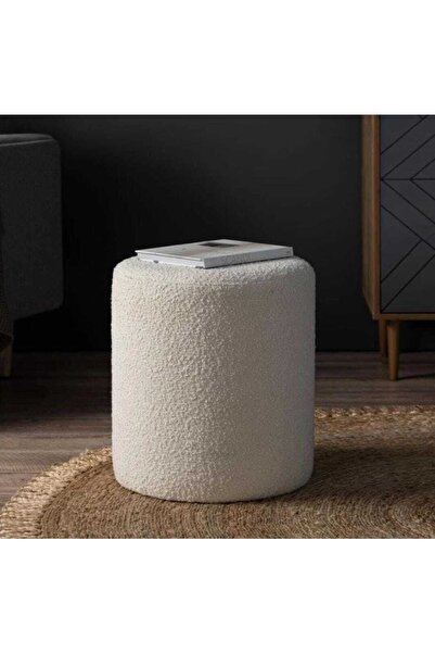 elissa home Long-teddy Silindir Puf "45 Cm Yükseklik" Bench Sandalye Dekoratif Makyaj Pufu