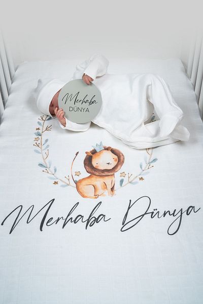 Tuğba Kuğu Newborn Muslin Blanket and Memory Cards Set - Turkish