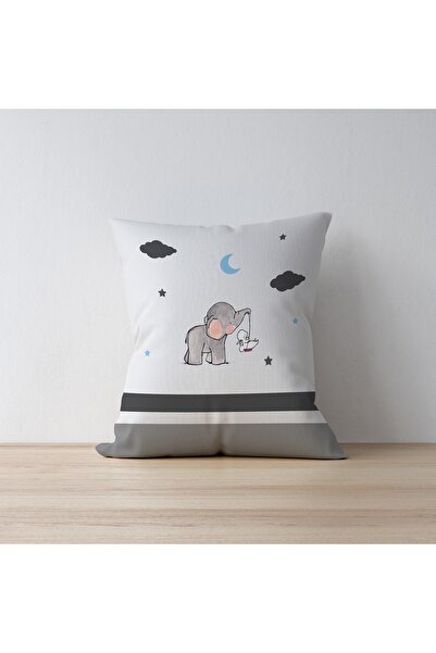 Talia Home Husă de pernă de 3 bucăți cu elefant alb drăguț pentru cameră pentru băieți și copii Tlakr-119
