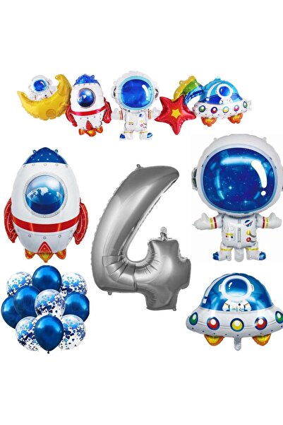 MERİ PARTİ Uzay Folyo Balonları Yaş Sayı Balonu Doğum Günü Uzay Temalı Konsept
