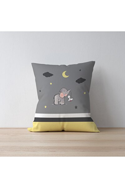 Talia Home Husă de pernă de 3 bucăți cu elefant galben drăguț pentru cameră p...