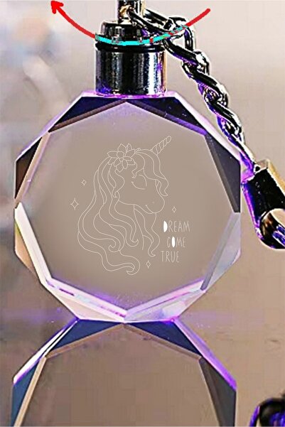 MERTKRİSTAL Unicorn Anahtarlık, 2d Anahtarlık, Cam Işlemeli Anahtarlık