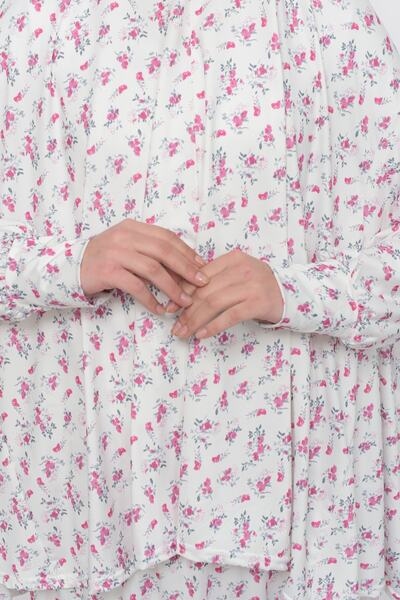 Altobeh Πρακτικό φόρεμα προσευχής με λουλουδάτο σχέδιο δύο τεμαχίων με μανίκια νυχτερίδας και μαντήλι κεφαλής L ελαστικό ύφασμα Hijab 992-0201