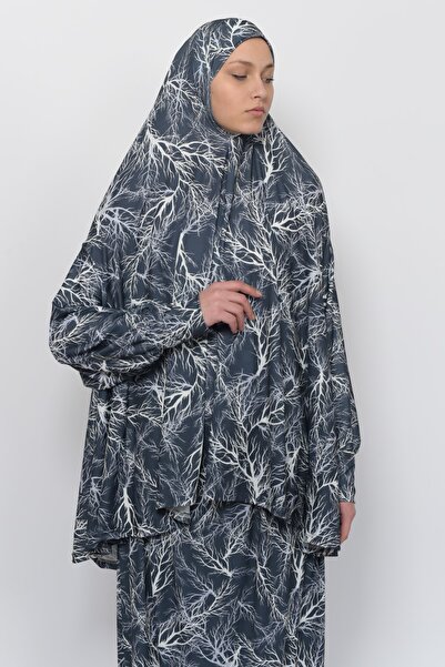 Altobeh Practical Two Pieces Tree Patterned Bat Sleeve Hijab Lycra Muslim Prayer Dress 992-0708