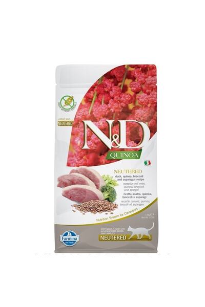 N&D Quinoa Ördek Brokoli Kuşkonmaz Kısırlaştırılmış Yetişkin Kedi Maması 1.5 kg