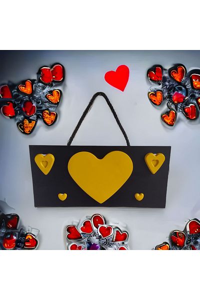 Bahat Heart 3d Wooden Yellow Black Door Back Wall Ornament Door Ornament G6