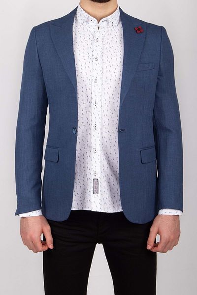 Vito Andolini Μπλε Slim Fit Μονό Μπουφάν