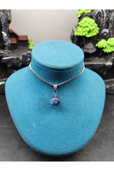 DOĞAL TAŞ CENNETİ Kyanit Doğal Taş Kolye Ucu (sertifikalı) (47 Cm Zincir Dahil)