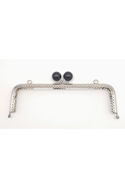angel çanta aksesuar مشبك حقيبة أسود مقاس 20.5 سم مصنوع من المعدن الفضي