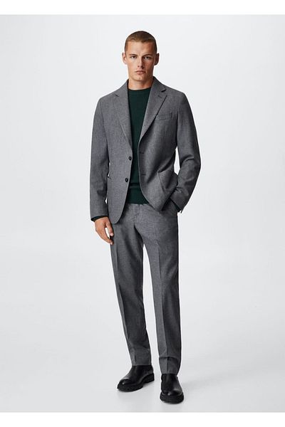 MANGO Man Slim Fit Wool Trousers