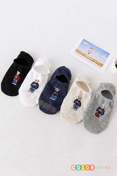 Color Socks 5 чифта дамски чорапи с шарка на плюшено мече - балерина