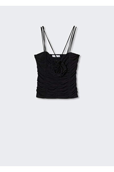 MANGO Woman Συγκεντρωμένη Floral Λεπτομερής Μπλούζα