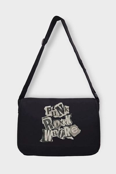 Gofeel Harajuku Punk Rock Unisex Messenger Bag - Large Black