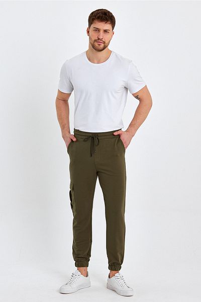 ENQUE Ανδρικό ελαστικό παντελόνι Cargo Pocket Jogger Khaki
