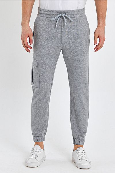 ENQUE Ανδρικό ελαστικό Cargo Pocket Jogger Basic γκρι παντελόνι