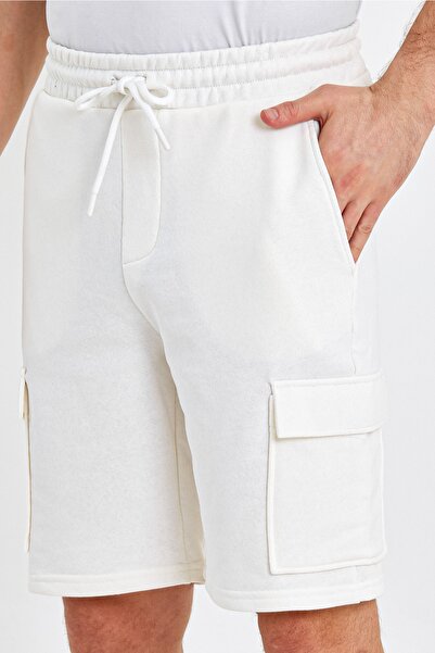 ENQUE Чоловічий класичний карго з кількома кишенями на еластичній резинці білого кольору