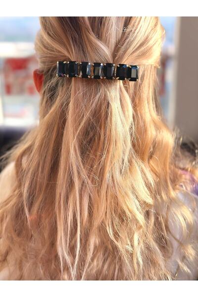 QUEEN AKSESUAR Gold Gold Metal Luxury Crystal Cutting Sugar Glass Jewelled Buckle Automatic Clip Rectangular Square Model