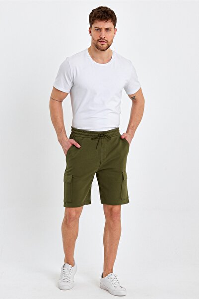 ENQUE Muške kratke hlače Kargo džep komada, kaki boja