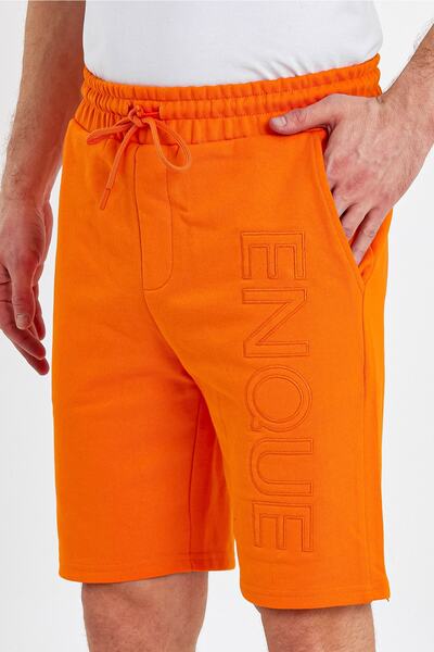 ENQUE Erkek Lastikli Baskılı Cepli Klasik Kısa Oranj Şort