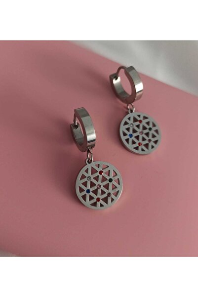 Simge Gümüş Steel Flower of Life Earrings