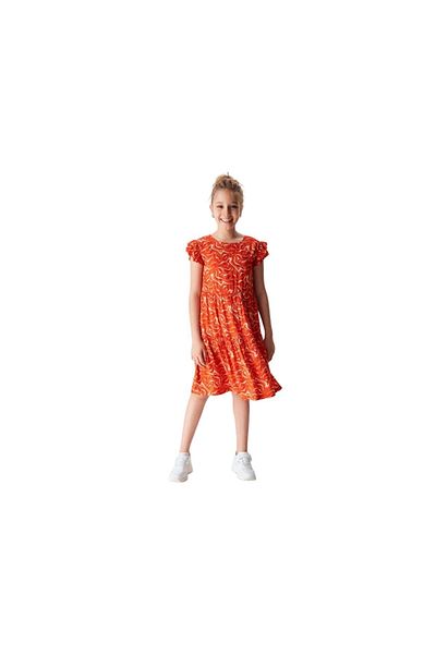 NK Girl's Ruffle Sleeve Wavy Dress
