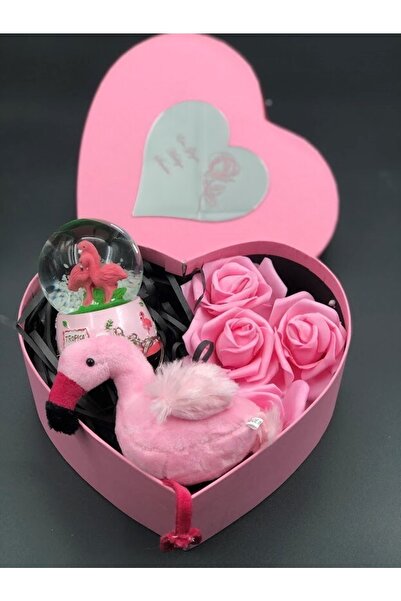 Masalsı Concept Kalpli Kutu Içerisinde Flamingo Anahtarlık,orta Boy Flamingo ...