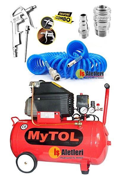 MYTOL Iş-aletleri 50 Litre Hava Kompresörü 8 Bar Ve 15 Metre Sprel Hava Hortumu Tabancası