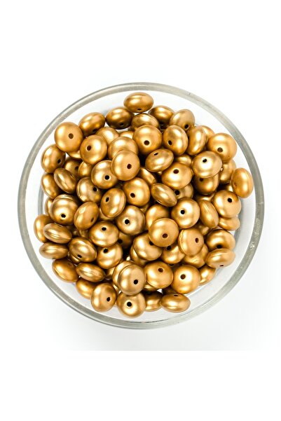 yfhobi 25 Gram - 10 Mm, Altın Renk, Yassı Yuvarlak Plastik Boncuk (25 Gr - 62...