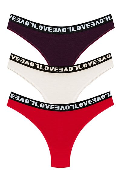 HNX Γυναικεία εσώρουχα 3 Pack Love Elastic Brazilian