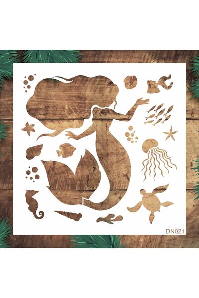 STENCİLTASARIM Stencil Tasarım Dn021 Deniz Kızı - Dekoratif Duvar, Eşya, Faya...
