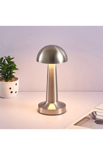 Helios Cata Dokunmatik Şarzlı Masa Lambası, Gece Lambası - Gümüş