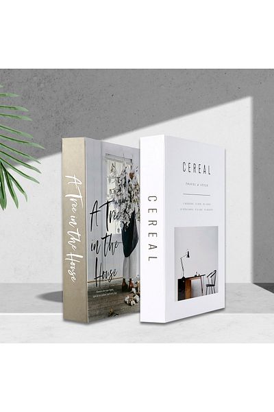 irayhomedecor Декоративна кутия за книги „Дърво и маса“ от 2 части