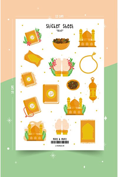 MuslimWalk Ukba – Islami Ramazan Cami Temalı Planlayıcı Sticker Etiket Seti #97