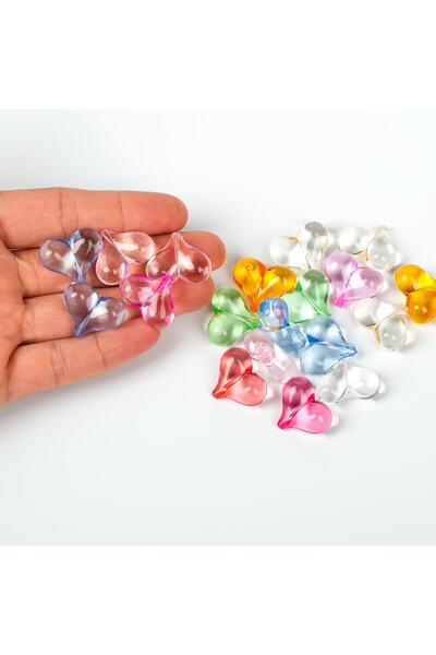 yfhobi 25 Gram - 18 Mm, Karışık Renk, Kalp Akrilik Boncuk, Takı Ve Süs Boncuğ...