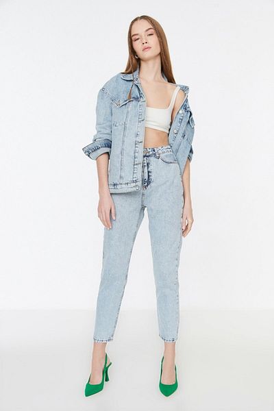 Trn JNS Pantaloni de damă cu talie înaltă Lycra - Boyfriend Power