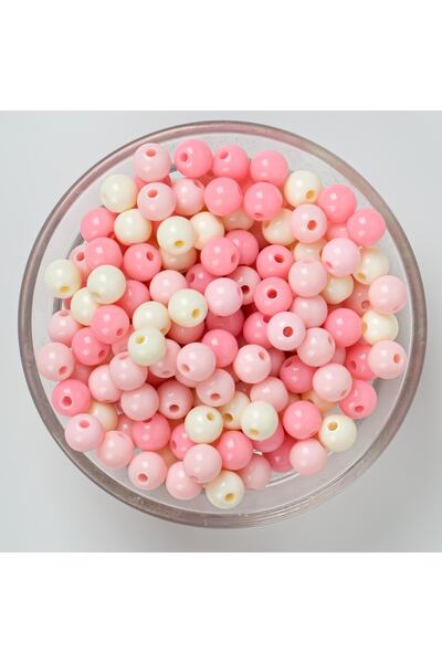 yfhobi 25 Gram - 8 Mm Pembe Tonları Renkli, Yuvarlak Plastik Boncuk, ( 25gr -...