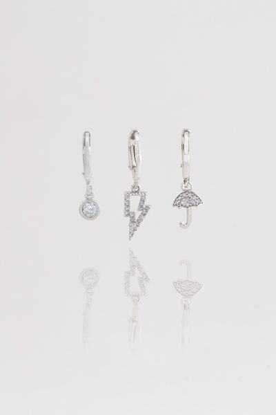 Sortie Aksesuar Yıldırım Ve Şemsiye Figürlü Zirkon Taşlı 3'lü Sallantılı Küpe...